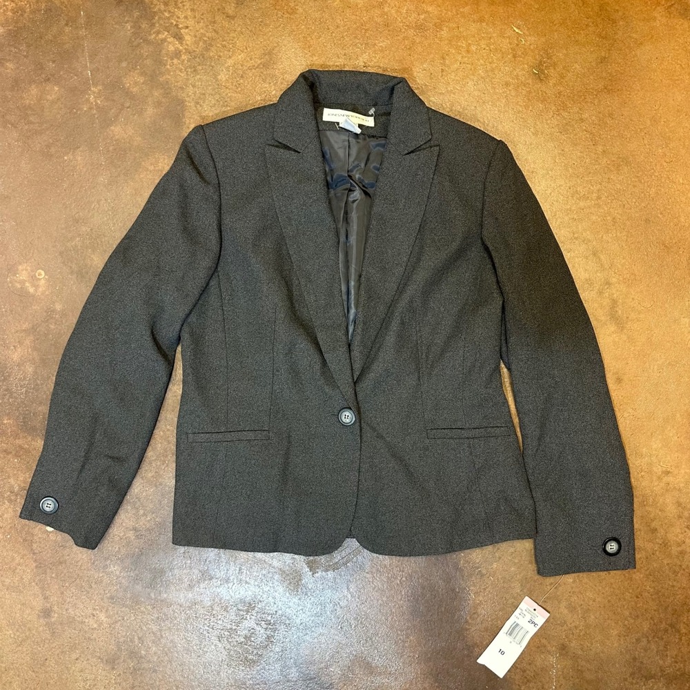 Jones New York Suit Blazer Career Office Button Front‎ Gray Size 10
